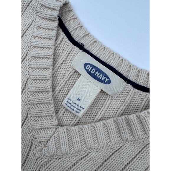 Old Navy Vintage Cream V Neck Sweater Cotton Medium - Picture 2 of 4